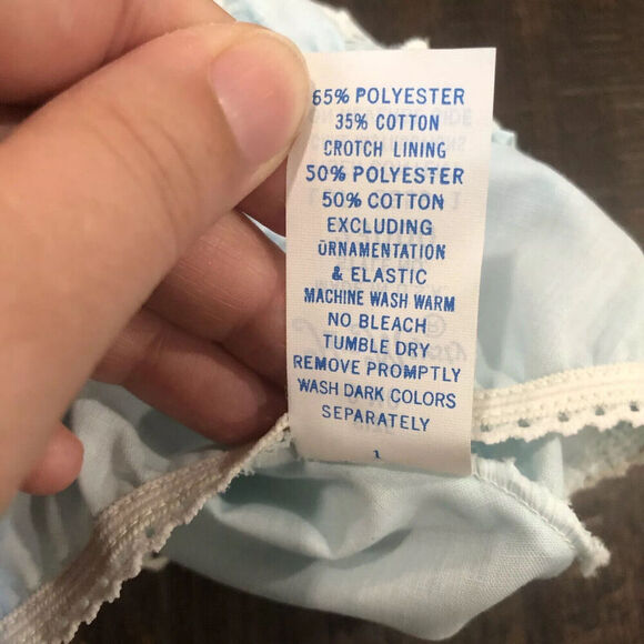 Vintage Her Majesty Size 9 Months Blue Bloomers Diaper‎ Cover Eyelet Lace Ruffle - Picture 7 of 8